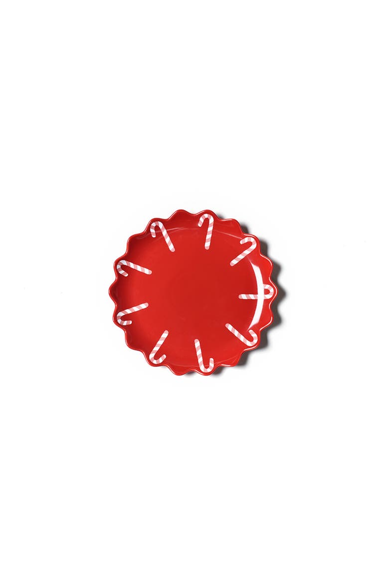 Red Candy Cane Scallop Dinner Plate, Main, color, Red