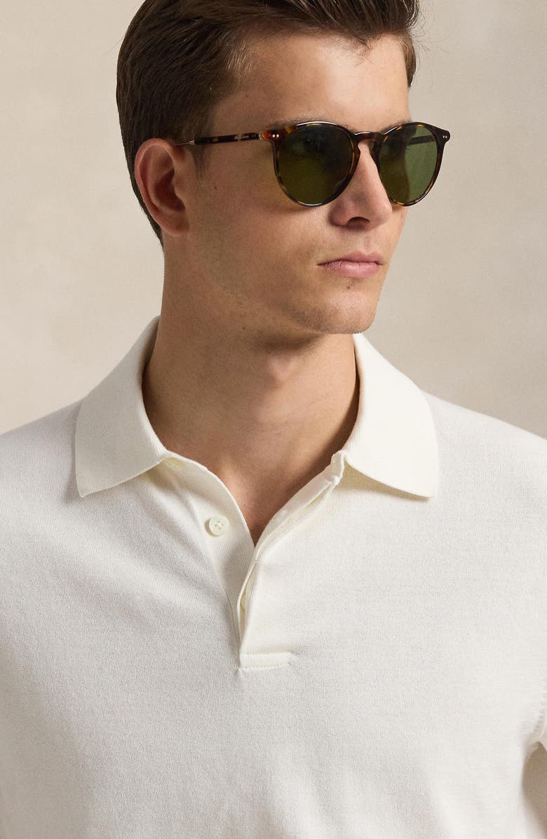 Polo Ralph Lauren Rib Trim Cotton Polo, Alternate, color, Deckwash White