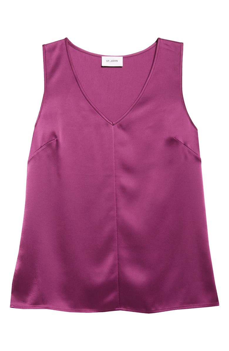 ST. JOHN Liquid Satin V-Neck Tank, Alternate, color, Boysenberry