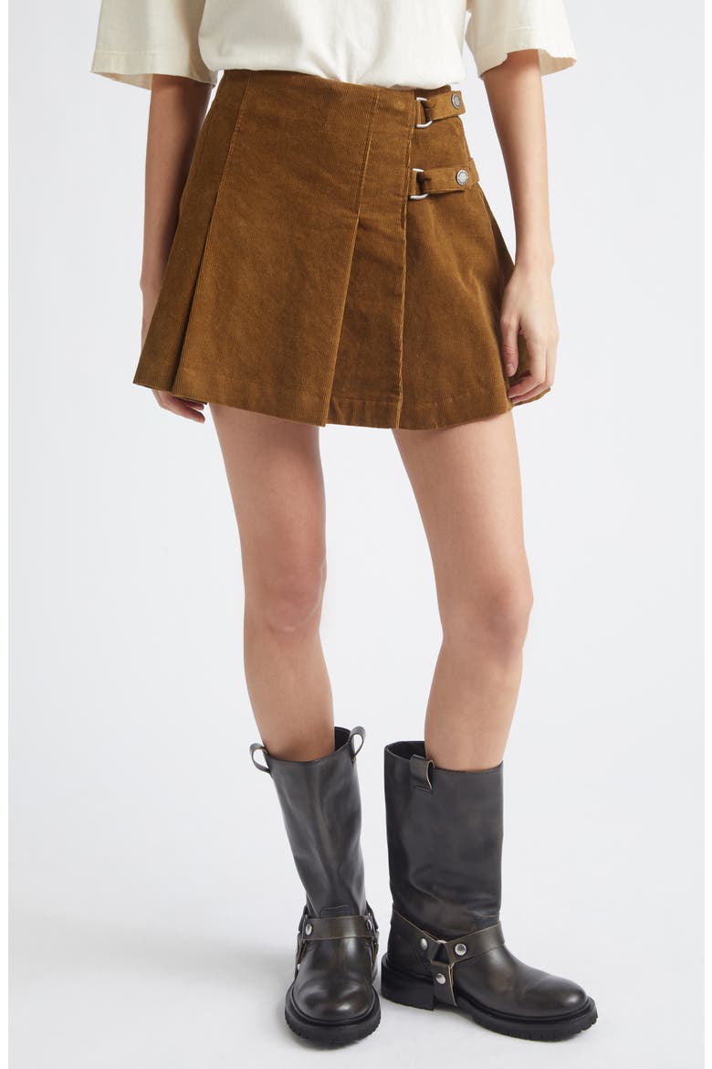 Journey Pleated Corduroy Miniskirt, Main, color, AMBER HONEY