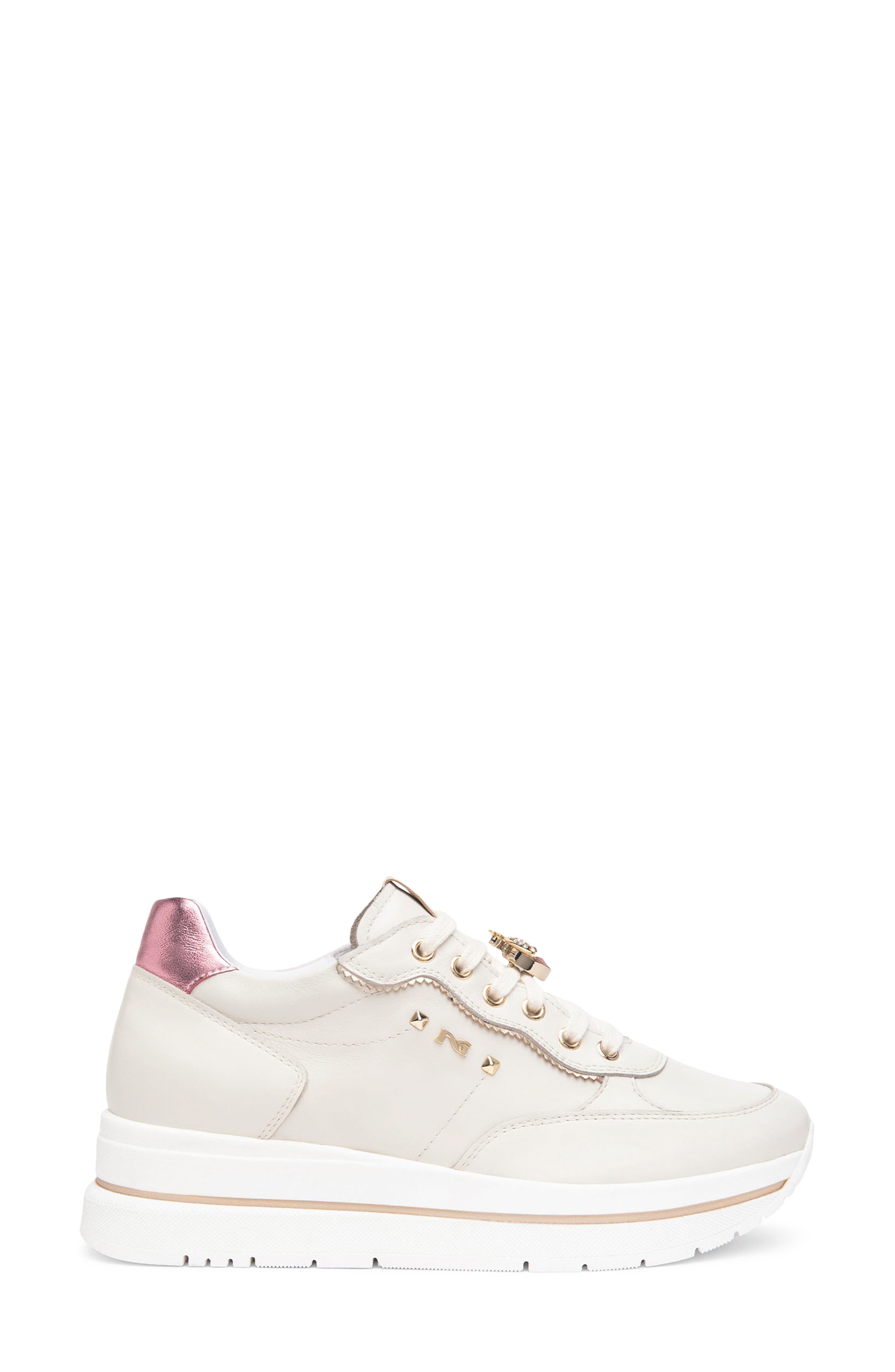Crystal Embellished Lace-Up Sneaker, Alternate, color, BEIGE MULTI