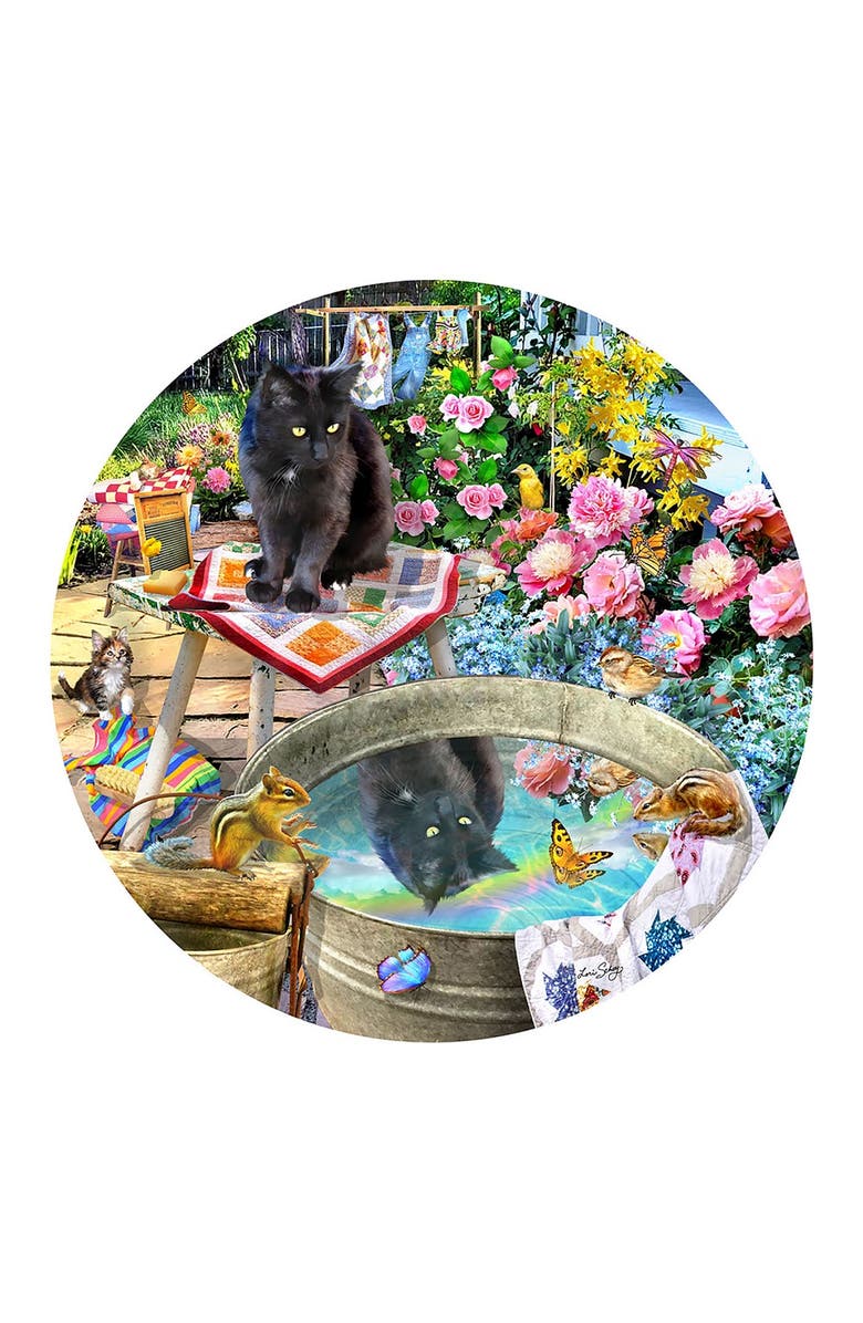 Sunsout Kitty Reflections 500 piece Jigsaw Puzzle for Adults Round, Alternate, color, Multicolor