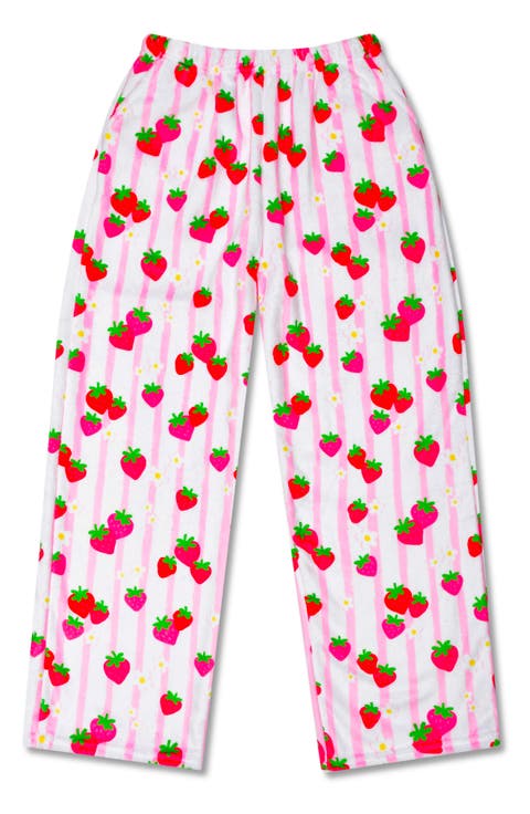 Kids' Strawberry Stripes Plush Pajama Pants (Little Kid & Big Kid)