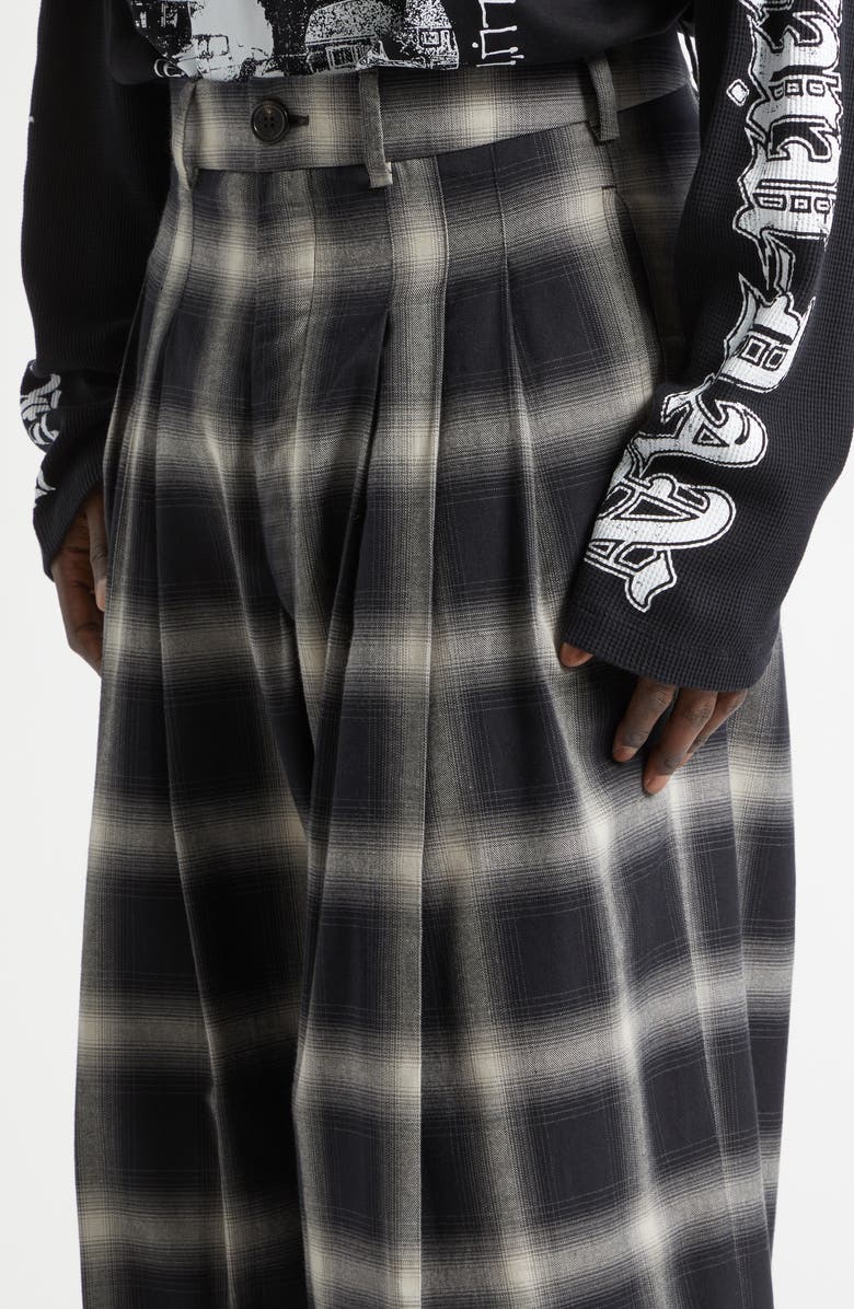 LU'U DAN Triple Pleat Ombré Check Wide Leg Flannel Pants, Alternate, color, Ombre Check