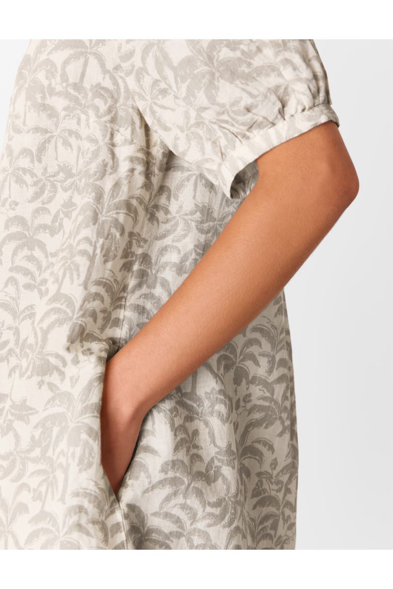 Palm Print Linen Blend Mini Dress, Alternate, color, Ivory/Multi