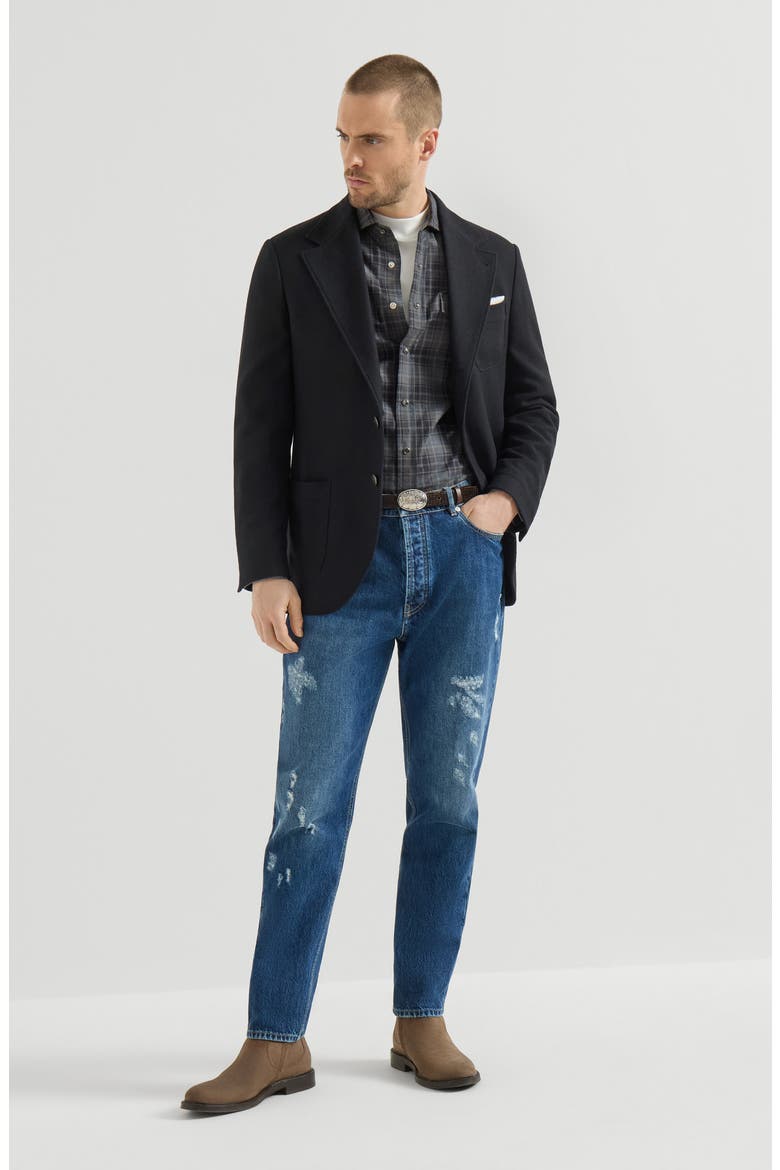 Cotton madras western shirt, Alternate, color, Dark Grey