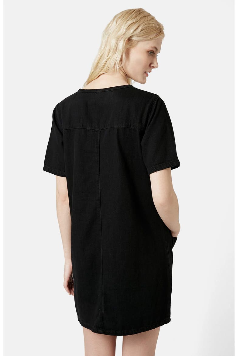 Moto Lace Up Shirtdress, Alternate, color, BLACK