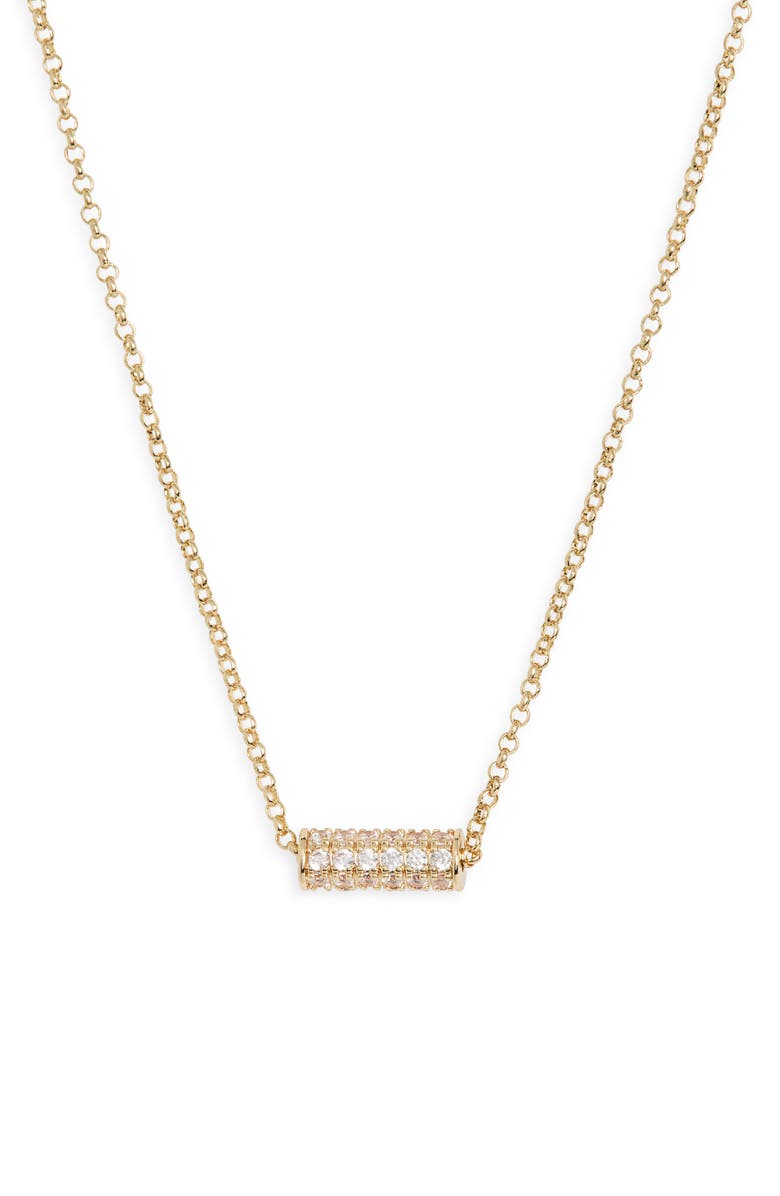 NORDSTROM RACK CZ Pavé Pendant Necklace, Main, color, Clear- Gold