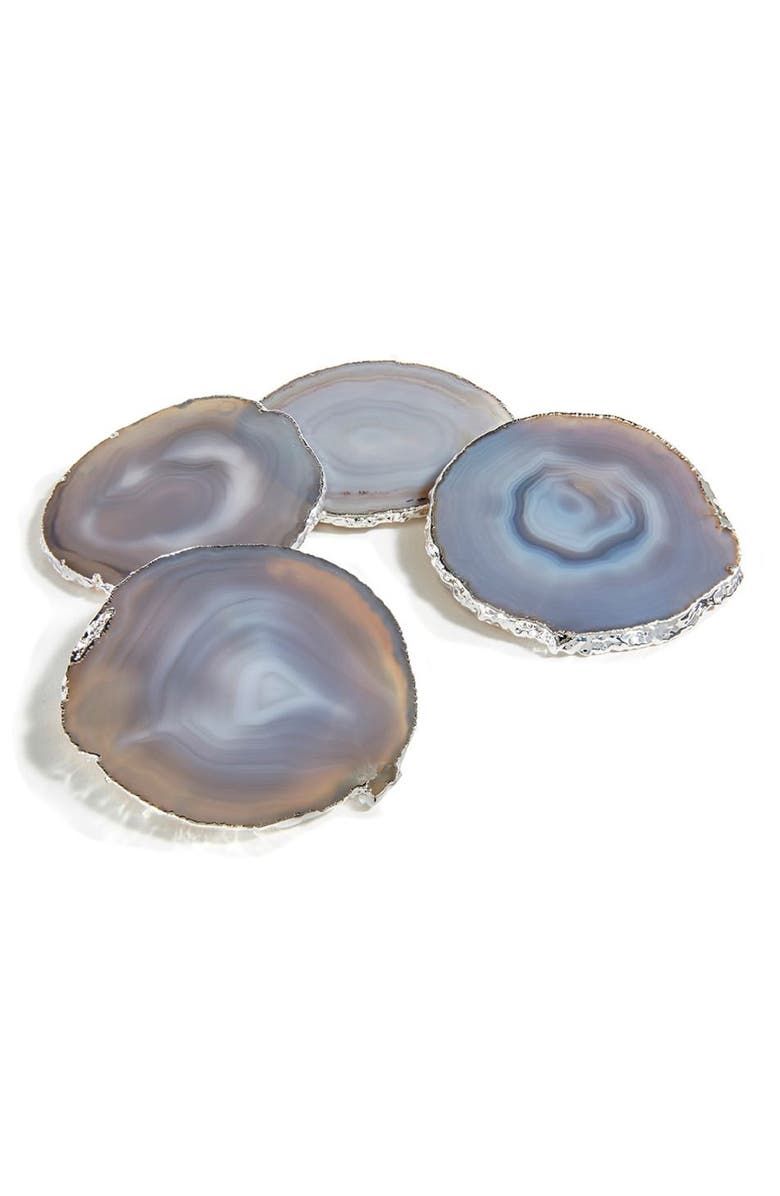 ANNA New York Lumino Set of 4 Agate Coasters, Main, color, Smoke