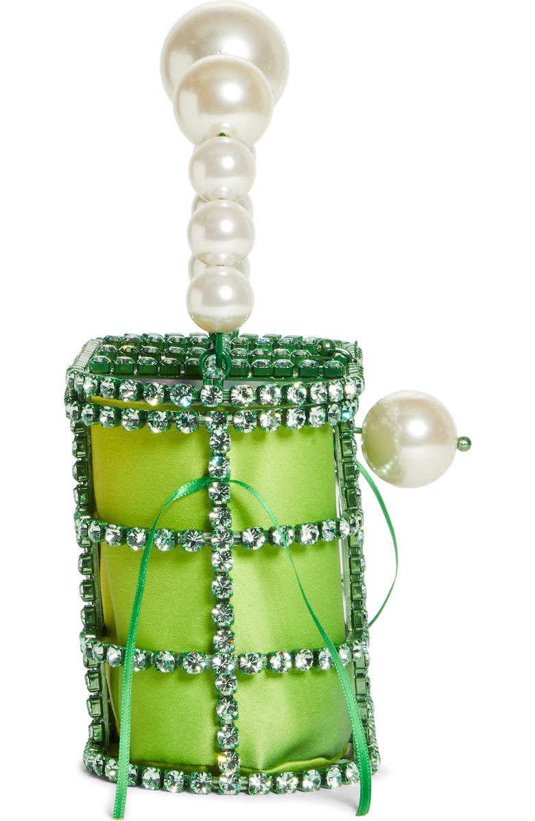 Rosantica Holli Crystal & Imitation Pearl Satin Handbag, Alternate, color,