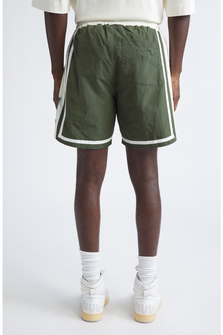 Moonlight Logo Track Shorts, Alternate, color, GREEN / OFF-WHITE