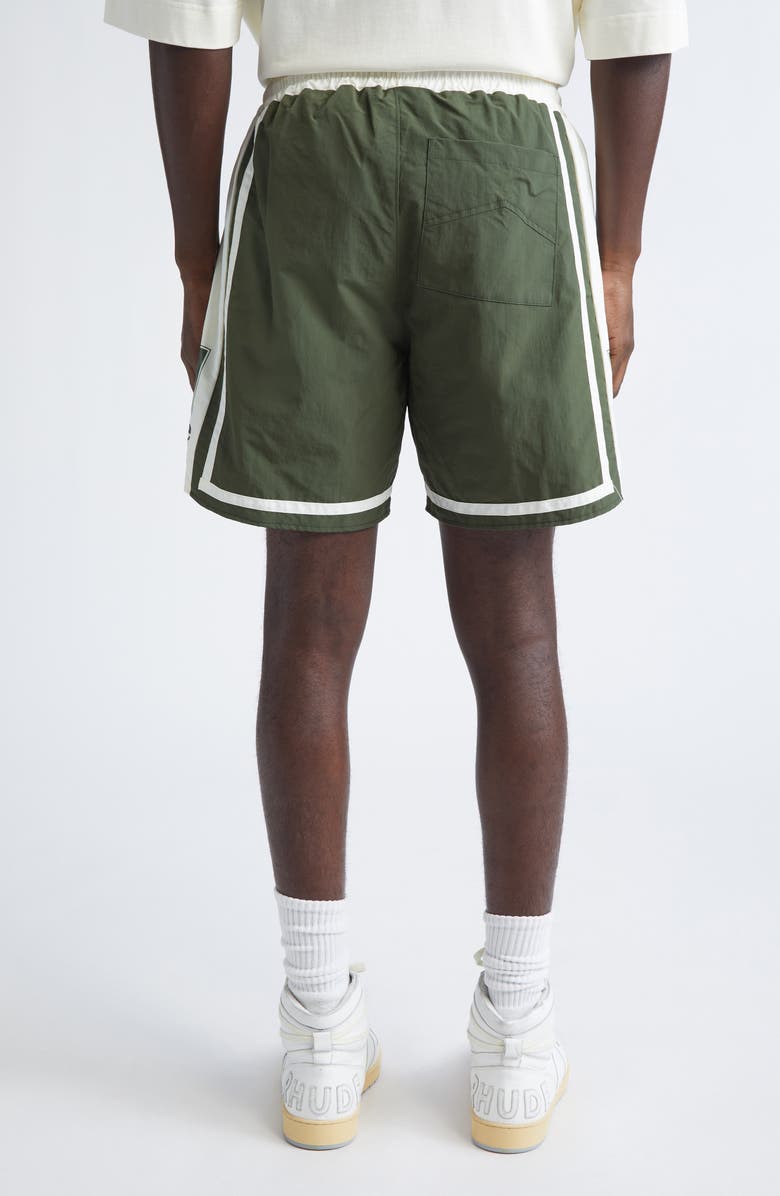 Rhude Moonlight Logo Track Shorts, Alternate, color, Green / Off-White
