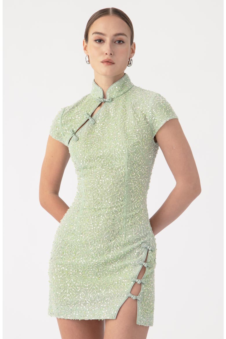 Jada Beaded Cocktail Sheath Dress, Alternate, color, GREEN JADE
