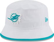 New Era Men's New Era  White Miami Dolphins 2025 NFL Training Camp Stretch Bucket Hat