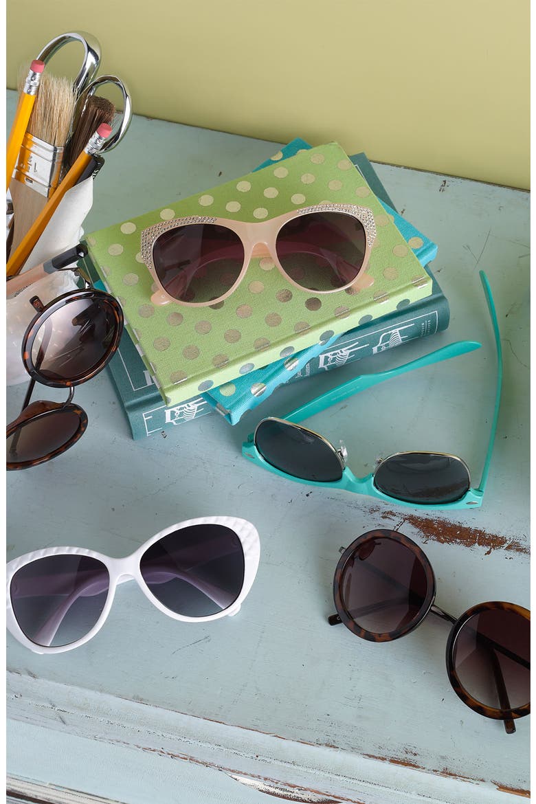 Quilted Sunglasses, Alternate, color, BLACK