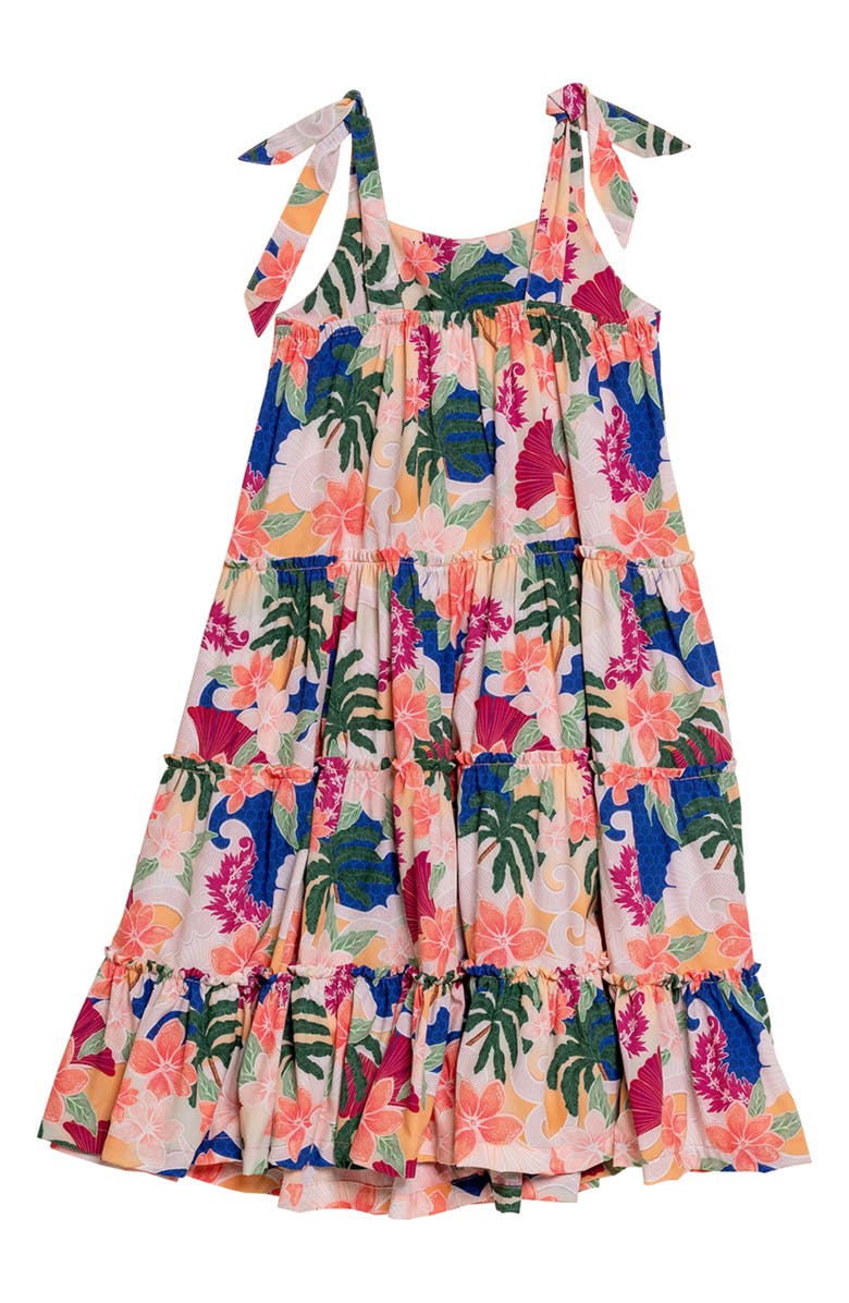 Agua Bendita Kids' Sampha Thamar Tiered Cover-Up Sundress, Alternate, color, Red Multi