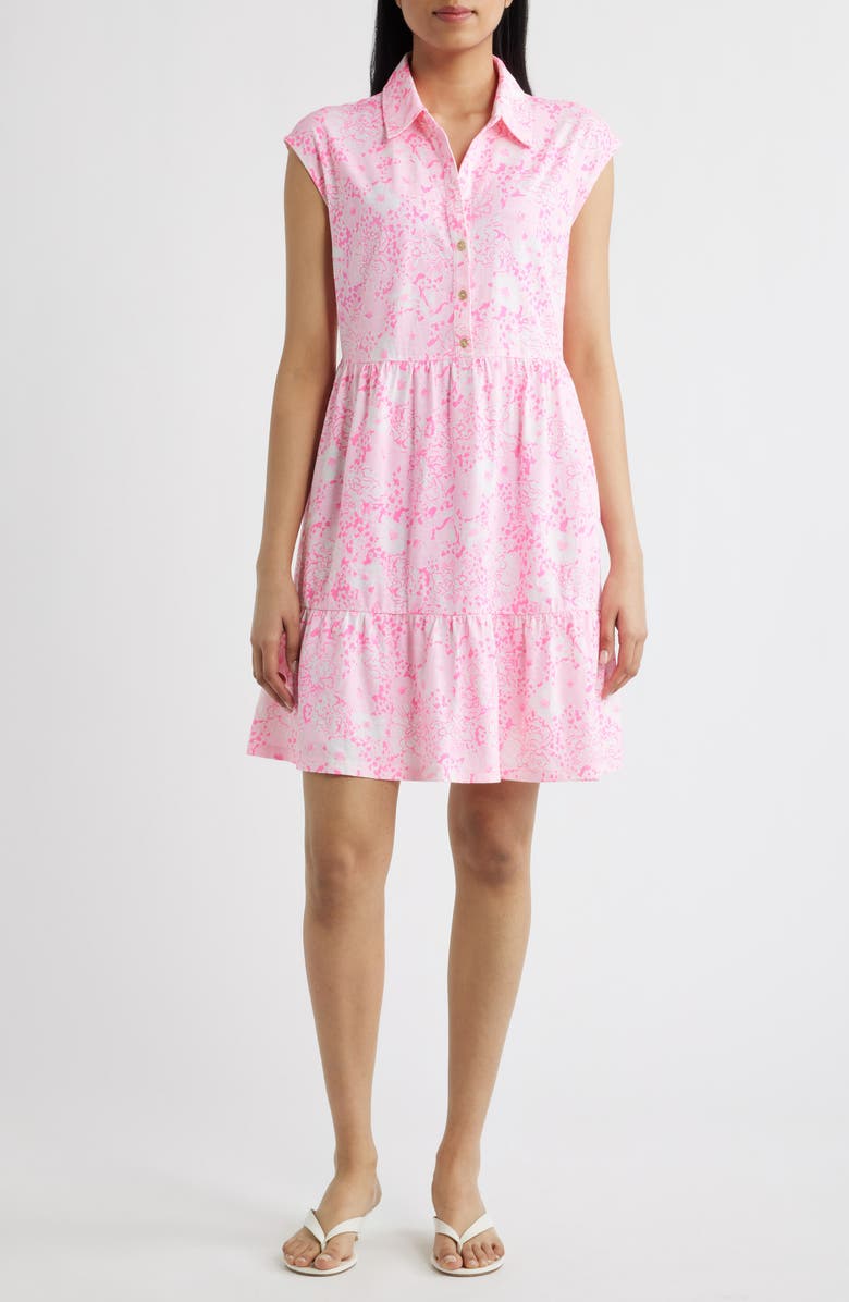 Lilly Pulitzer<sup>®</sup> Arley Floral Print Sleeveless Shirtdress, Main, color, Conch Shell Pink Burst Of Joy