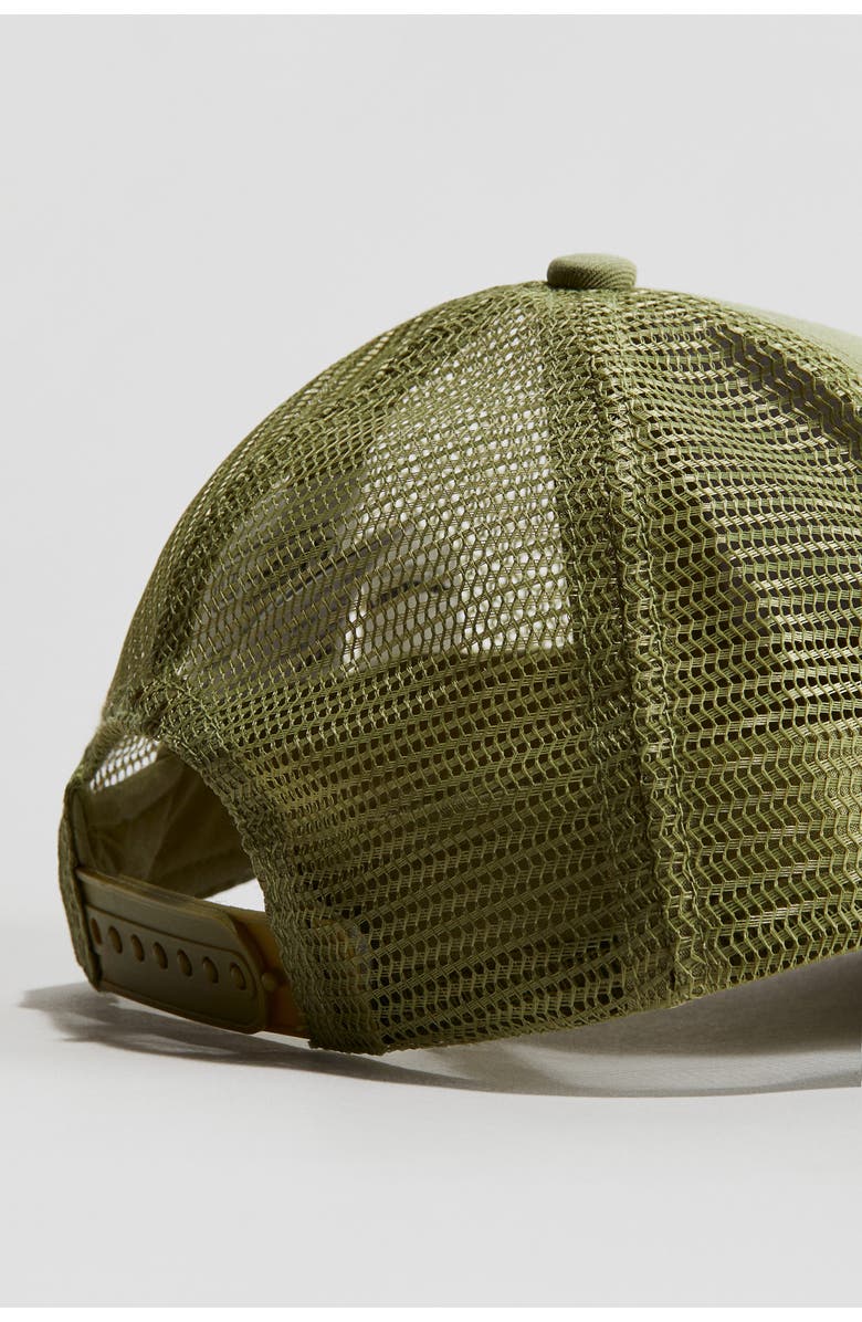 H&M Motif-detail Cotton Cap, Alternate, color, Khaki Green/Minecraft