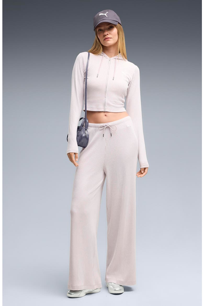 Ribbed Wide Leg Pants, Alternate, color, MISTY PINK HEATHER