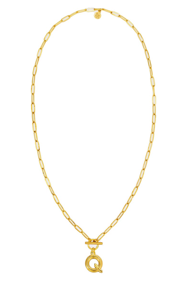 Paper Clip Initial Toggle Necklace, Main, color, GOLD-Q