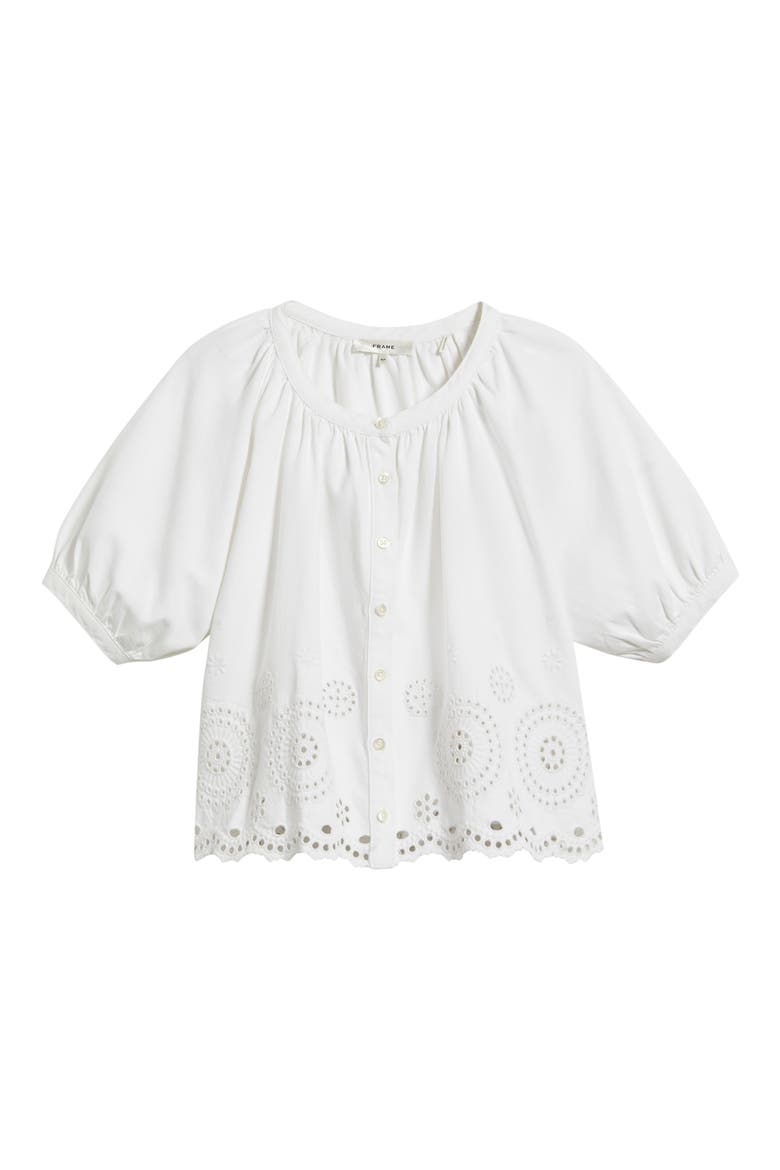 The Eyelet Short Sleeve Woven Shirt, Alternate, color, WHITE