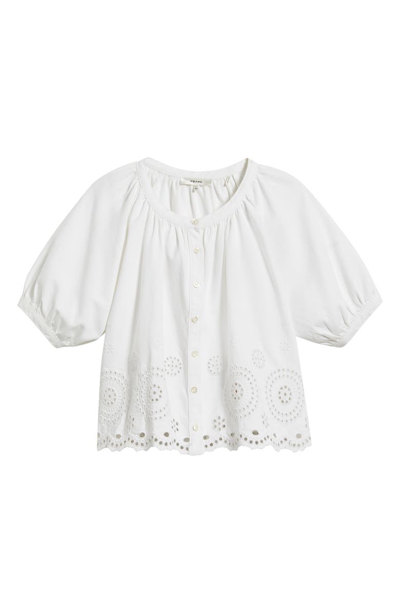 FRAME The Eyelet Short Sleeve Woven Shirt, Alternate, color, White