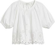 FRAME The Eyelet Short Sleeve Woven Shirt
