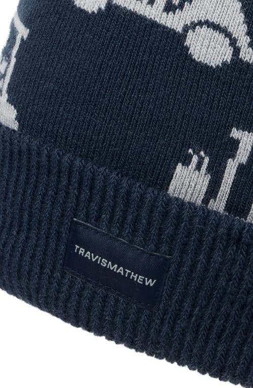 Travismathew Mapes Pompom Beanie In Total Eclipse