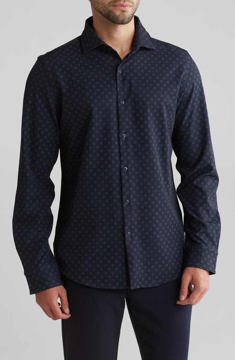 DENIM AND FLOWER Geo Dot Tech Dress Shirt, Main, color, 