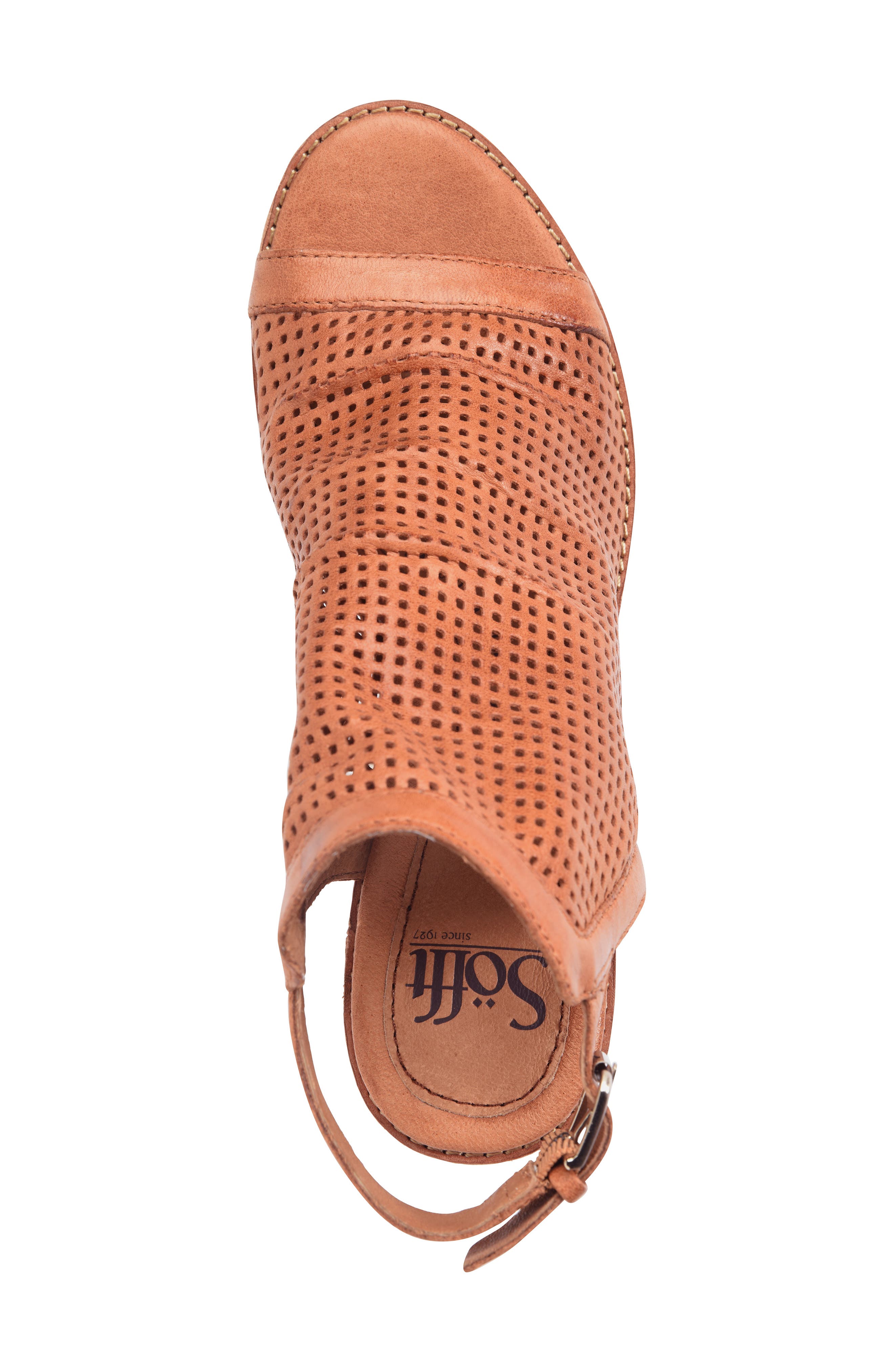 Milly Perforated Sandal, Alternate, color, LUGGAGE LEATHER