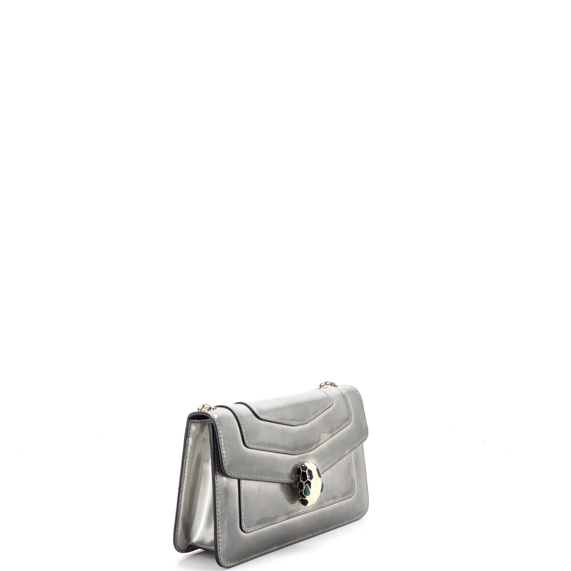 Serpenti Forever Shoulder Bag Metallic Leather Small, Alternate, color, Metallic Silver