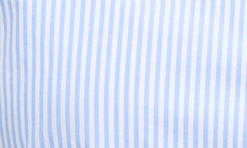 Ellen Tracy Embroidered Flower Poplin Button-up Shirt In Blue Stripe