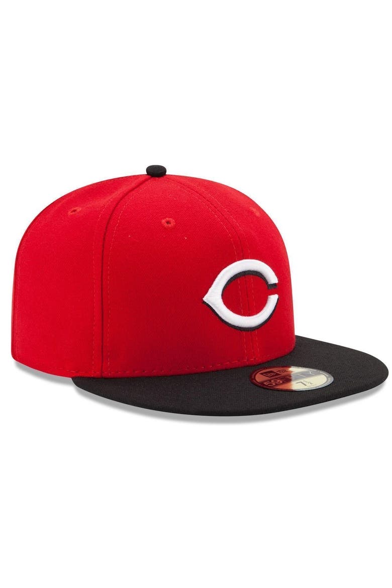 Men's New Era Red/Black Cincinnati Reds Road Authentic Collection On-Field 59FIFTY Fitted Hat, Alternate, color, RED