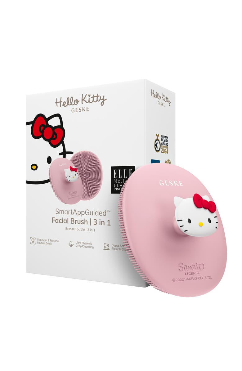 GESKE Hello Kitty SmartAppGuided Facial Brush with Handle | 3 in 1, Main, color, Hello Kitty Pink