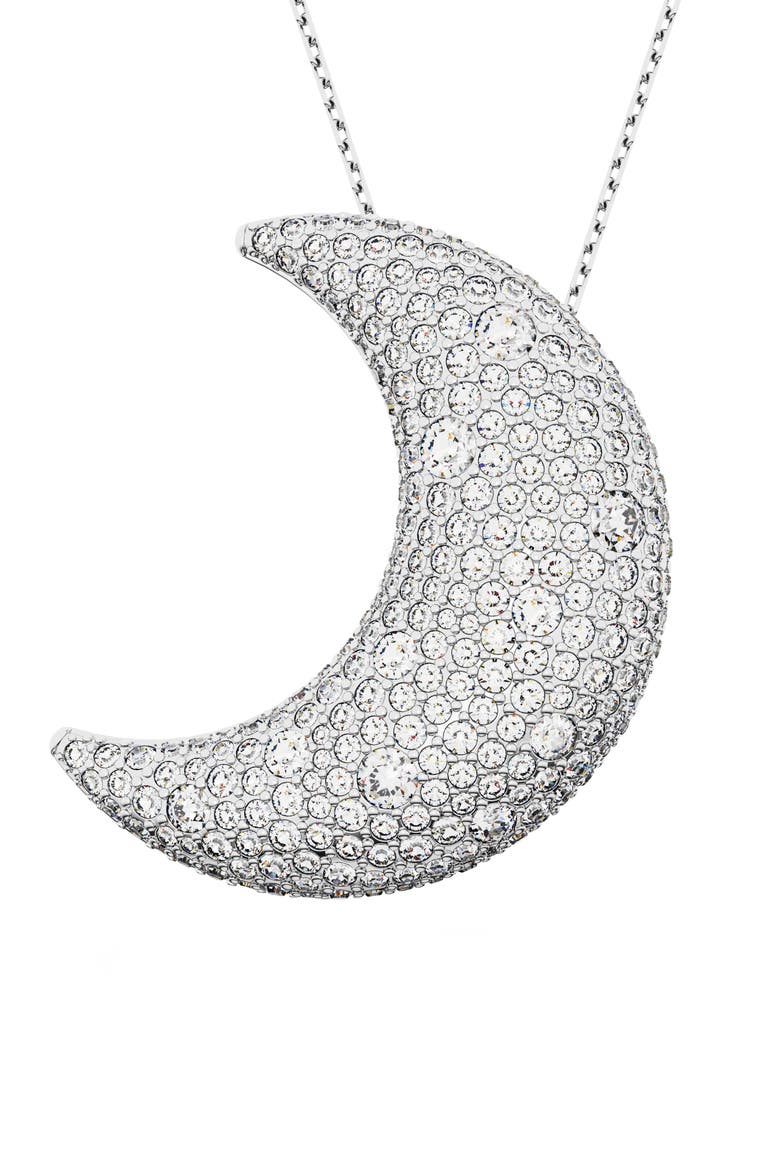 Luna XL Crystal Pendant Necklace, Main, color, SILVER