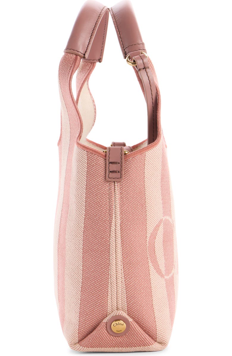 Chloé Mini Stripy Jacquard Stripe Crossbody Tote, Alternate, color, Nougat