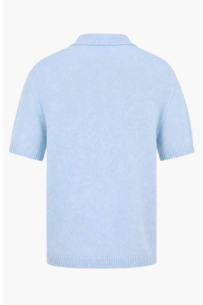 Open Collar Short Sleeve Knit Polo, Alternate, color, Light Blue