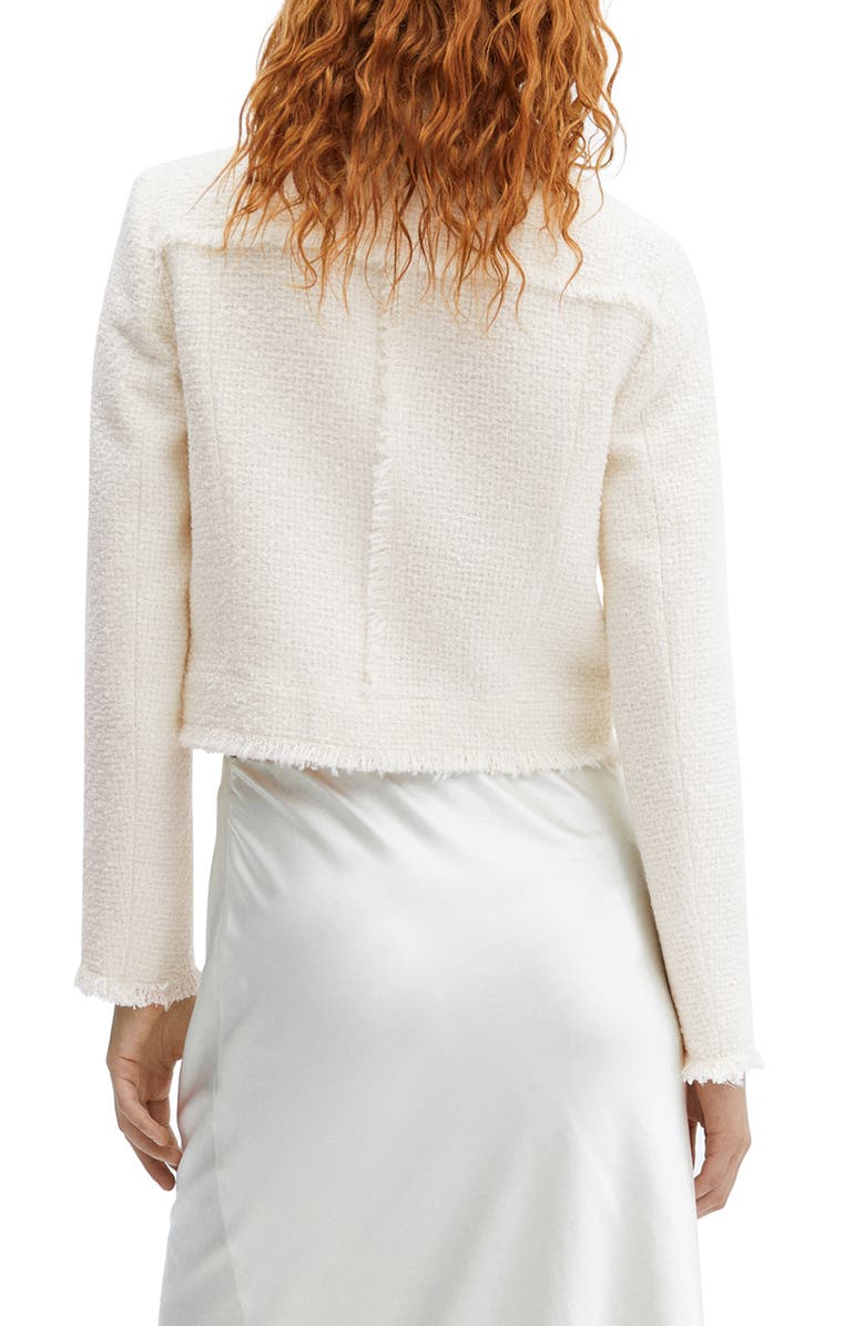 MANGO Fringed Seams Tweed Crop Jacket, Alternate, color, 
