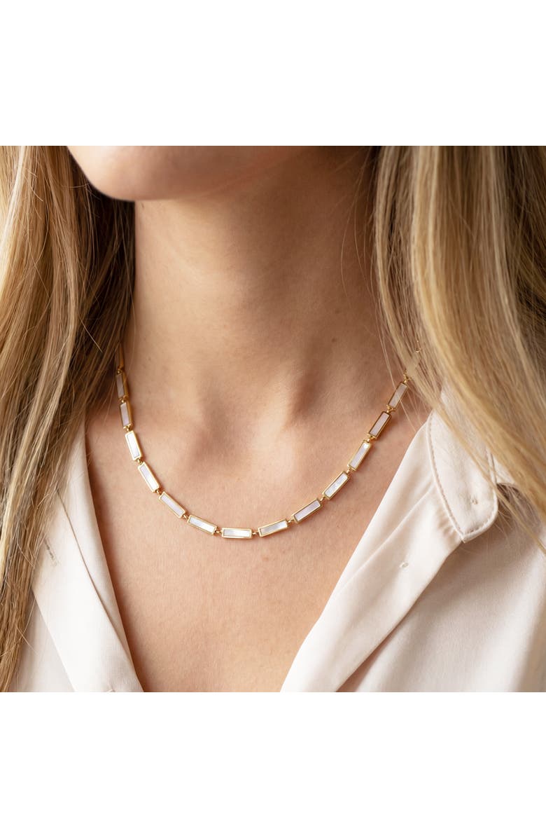 The Lovery Fine Jewelry Mother of Pearl Bar Necklace, Alternate, color, White