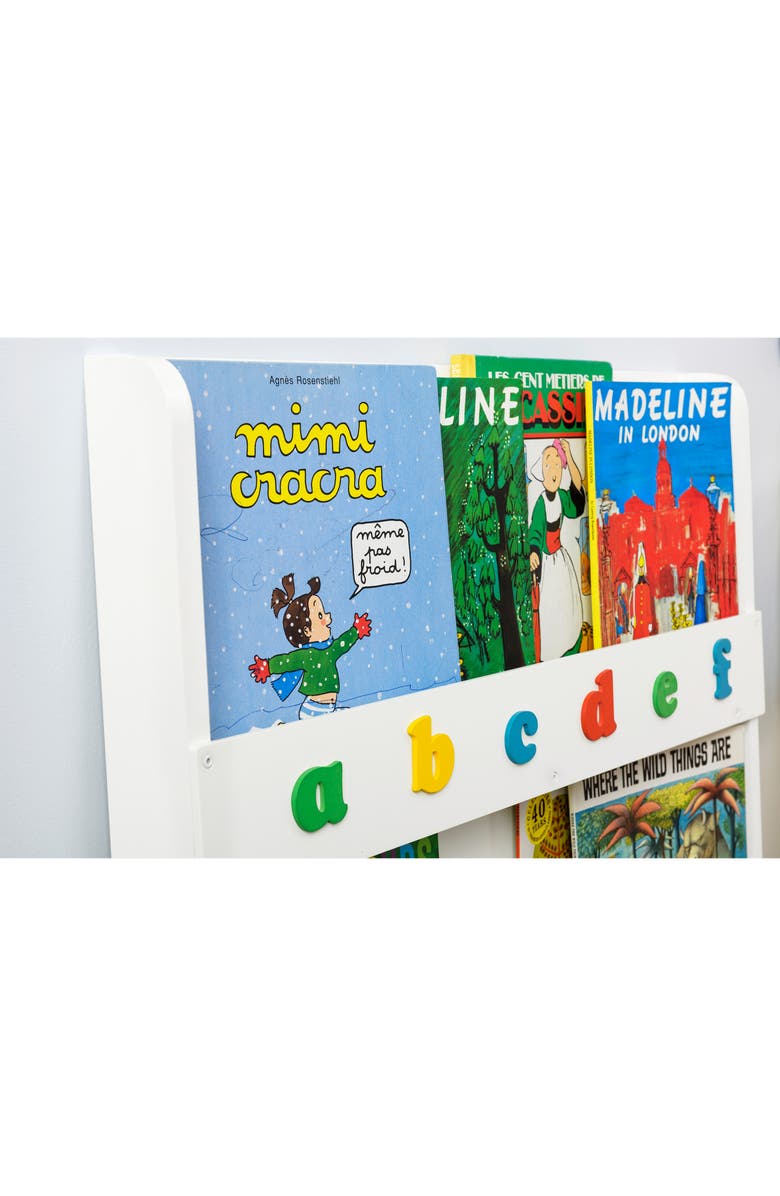 Tidy Books Rainbow ABC White Wood Bookcase, Alternate, color, White