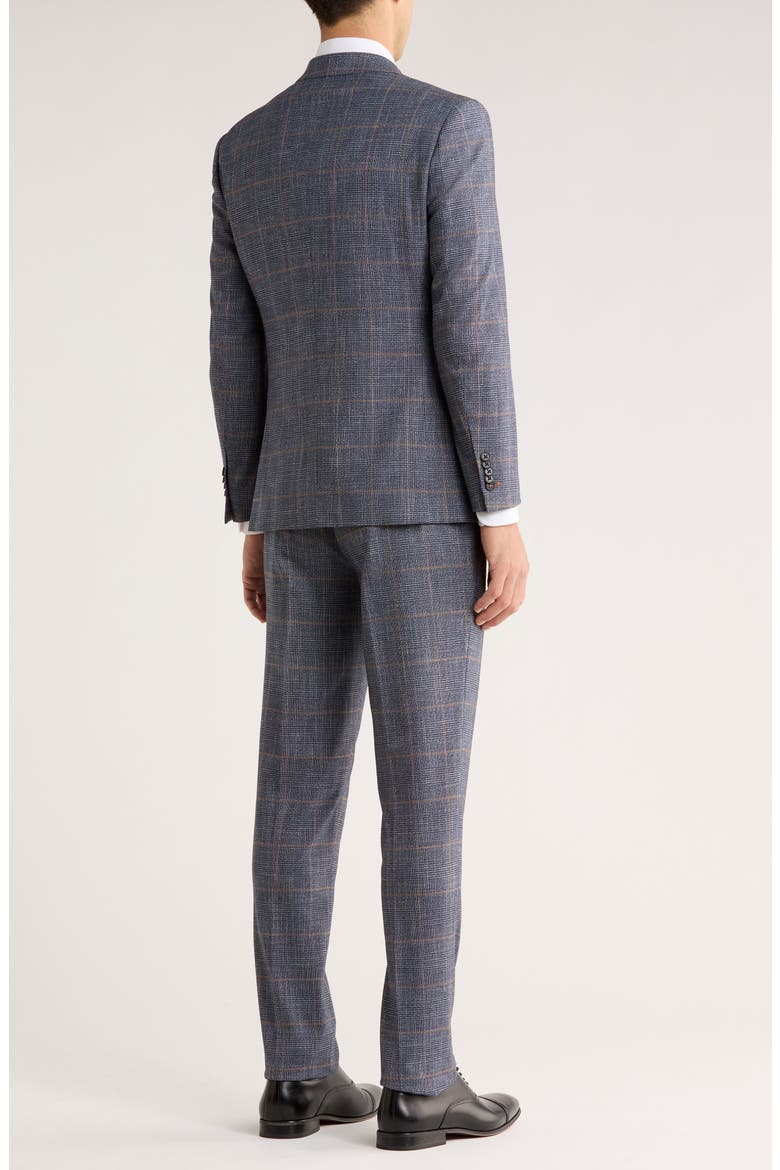 Trim Fit Plaid Double Breasted Flat Front Suit, Alternate, color, BLUE