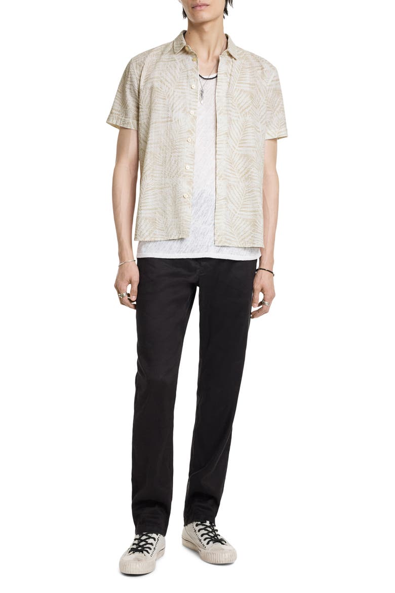Loren Short Sleeve Cotton Seersucker Button-Up Shirt, Alternate, color, TERRA BROWN