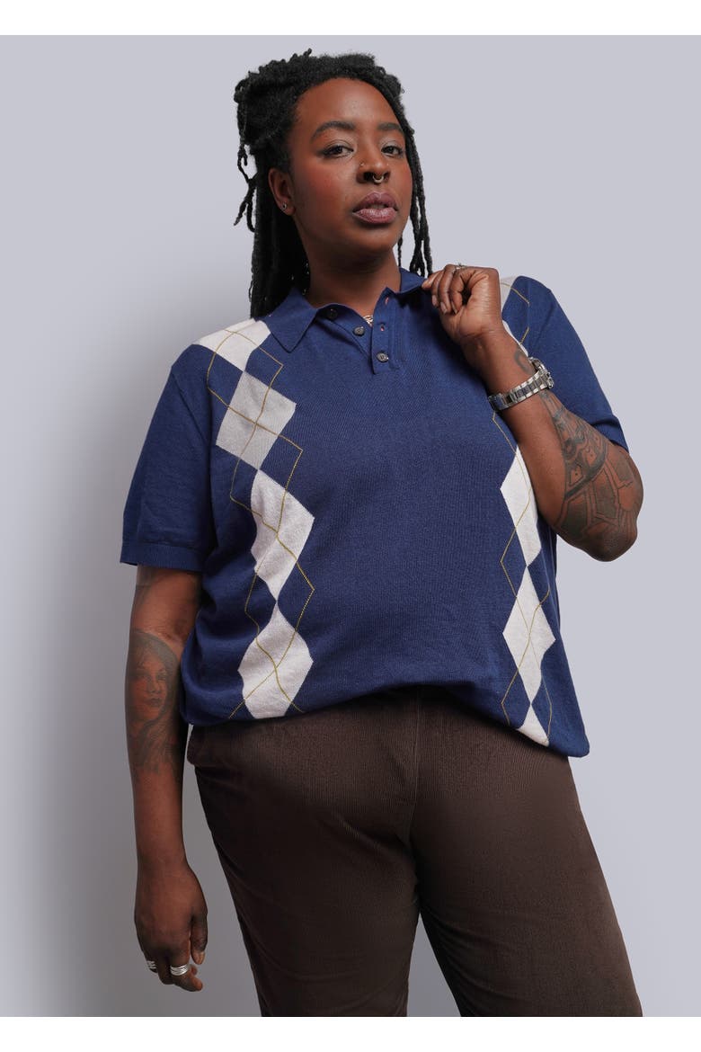 The Everyday Argyle Sweater Polo, Alternate, color, NAVY