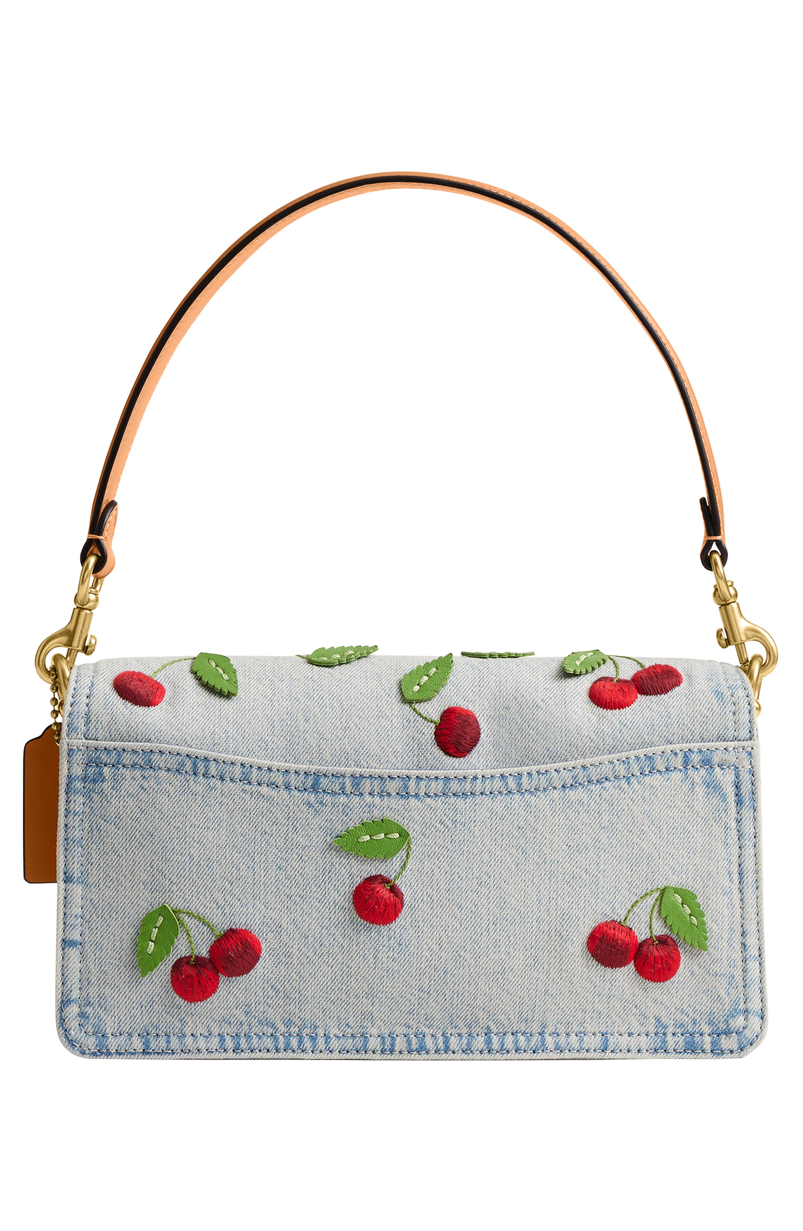 COACH Tabby 26 Cherry Embroidered Denim Shoulder Bag, Alternate, color, Denim Multi