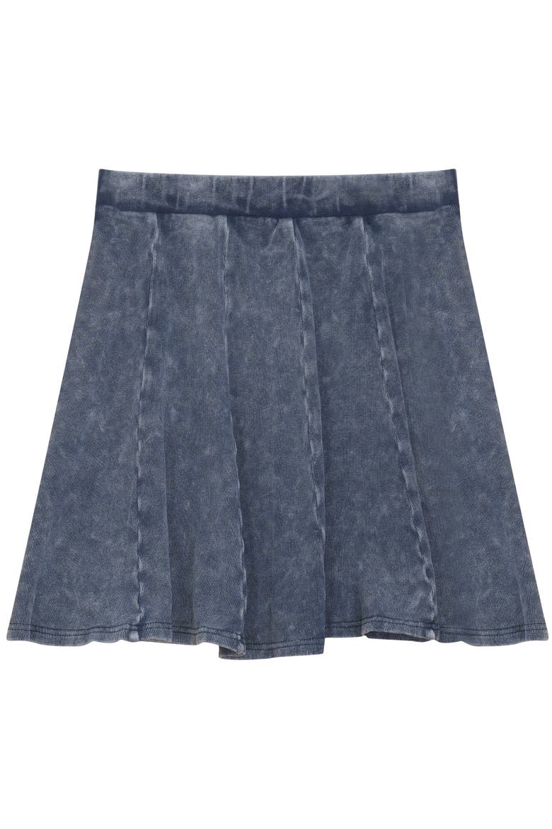 Distressed Elastic Waist Panel Mini Skirt, Main, color, Denim Wash