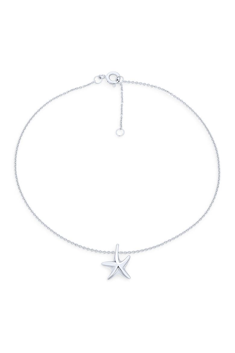 Nautical Starfish Beach Charm Anklet, Main, color, SILVER