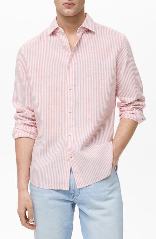 Mango Stripe Regular Fit Button-up Shirt In Light Pink