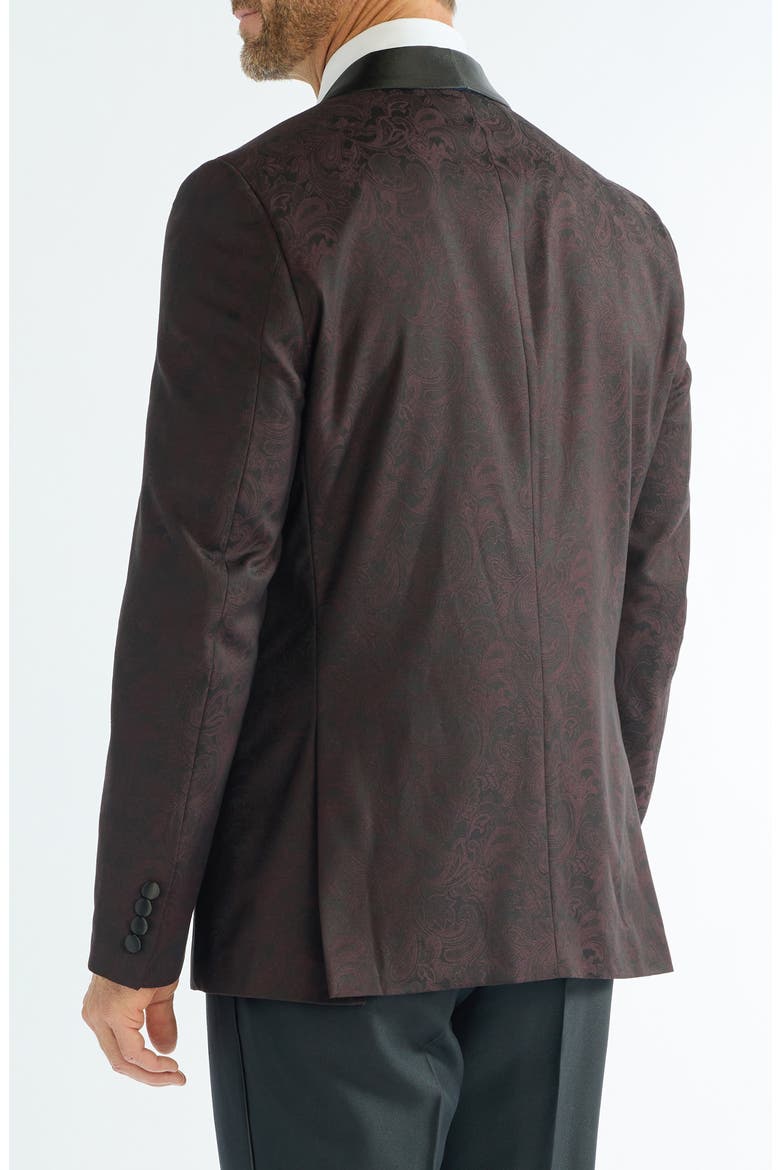 Paisley Jacquard Evening Jacket, Alternate, color, BURGUNDY