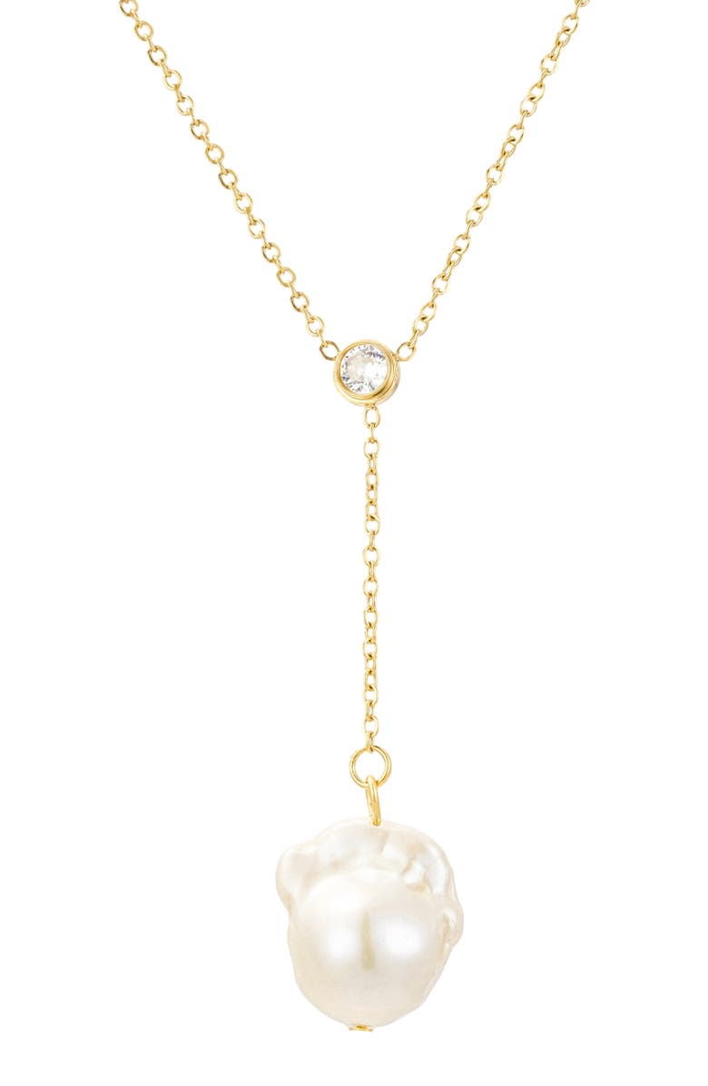 Untamed Petals Odessa Freshwater Pearl Lariat, Main, color, Gold