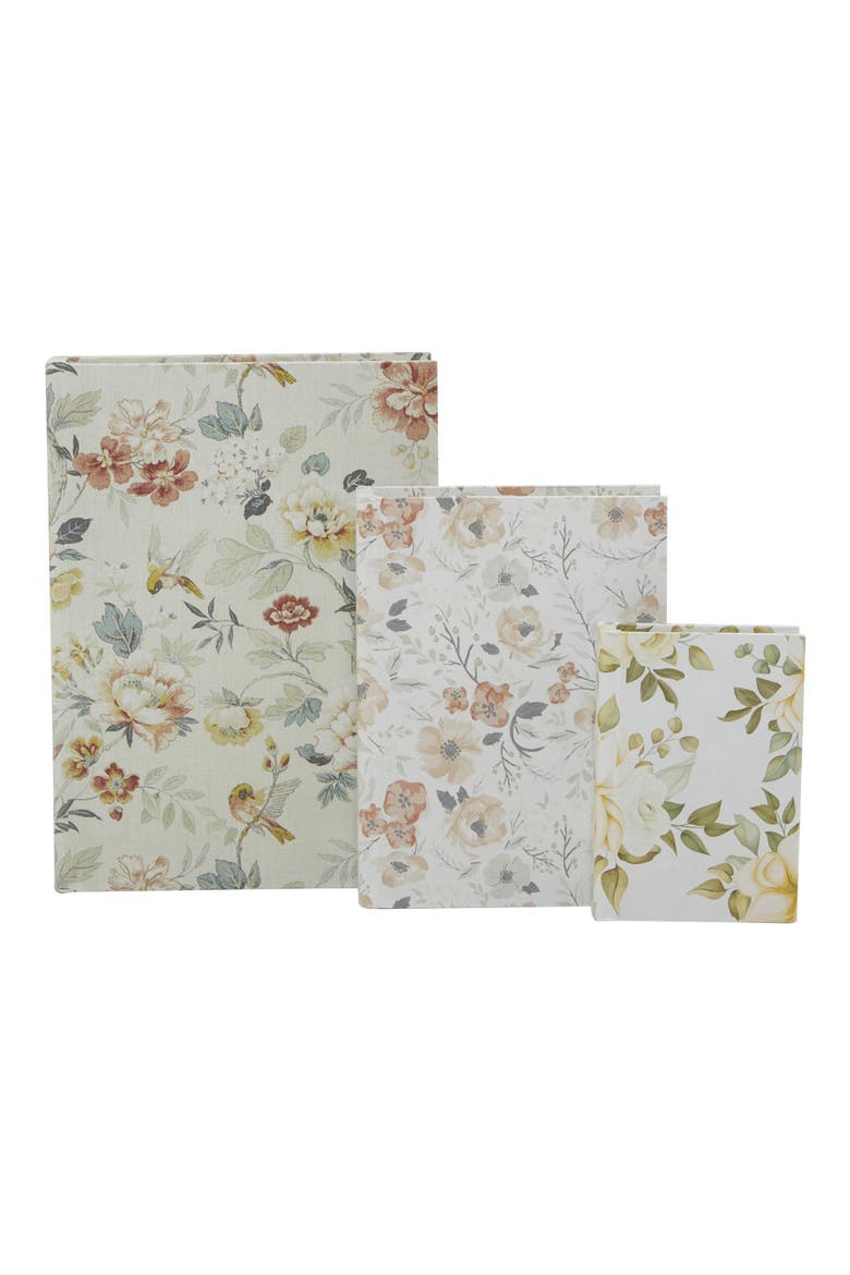 Set of 3 Faux Book Boxes, Main, color, WHITE